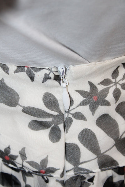 Sport Max Women Flare Skirt Ivory Silk Floral Knee Length Size 4