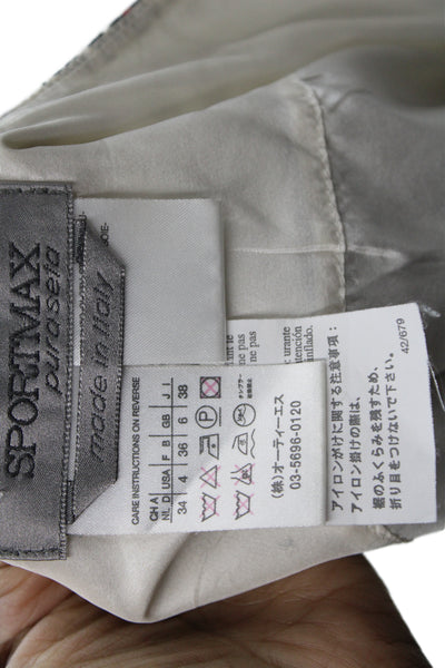 Sport Max Women Flare Skirt Ivory Silk Floral Knee Length Size 4