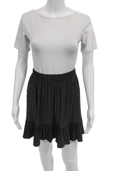 Zara Womens Pleated Skirt Black Knee Length Pull On Size S