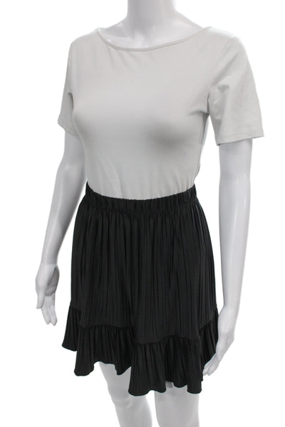 Zara Womens Pleated Skirt Black Knee Length Pull On Size S