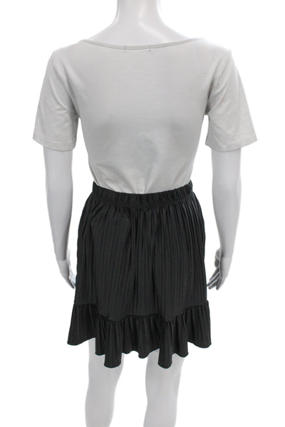 Zara Womens Pleated Skirt Black Knee Length Pull On Size S
