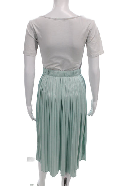 Elisabetta Franchi Womens Pleated Green Midi Skirt Polyester Zip Size 38
