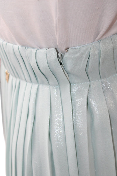 Elisabetta Franchi Womens Pleated Green Midi Skirt Polyester Zip Size 38