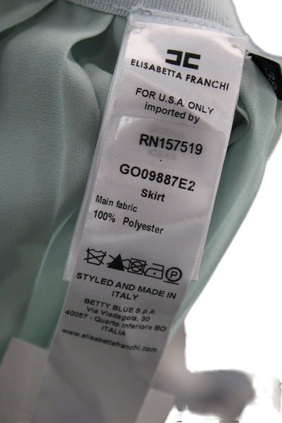 Elisabetta Franchi Womens Pleated Green Midi Skirt Polyester Zip Size 38
