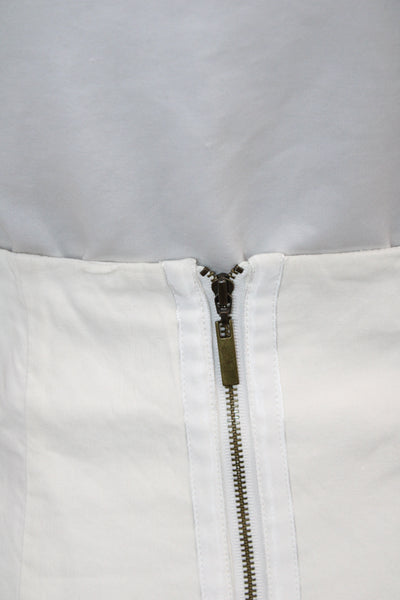 Rebecca Taylor Womens White Linen Blend Pencil Midi Skirt Zip Size 2