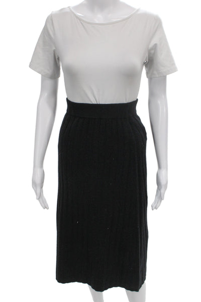 Quince Women Cashmere Straight Pencil Skirt Black Midi Size XS