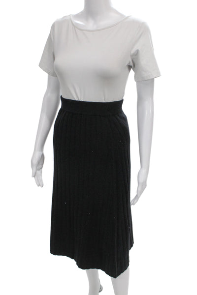 Quince Women Cashmere Straight Pencil Skirt Black Midi Size XS