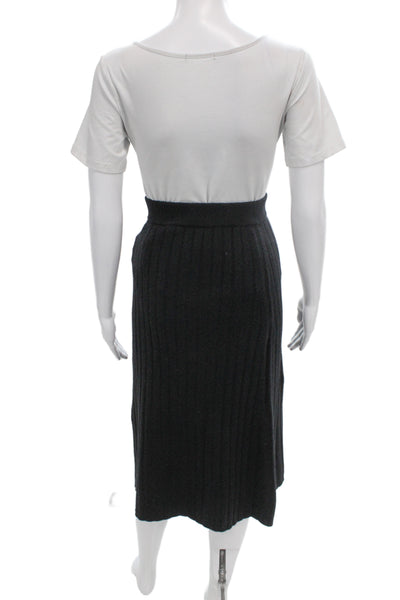 Quince Women Cashmere Straight Pencil Skirt Black Midi Size XS