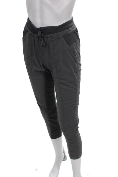 Lululemon Unisex Cropped Pants Gray Striped Nylon Blend Drawstring Size 2