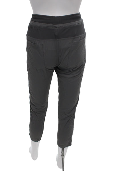 Lululemon Unisex Cropped Pants Gray Striped Nylon Blend Drawstring Size 2