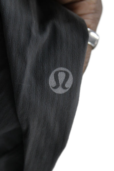 Lululemon Unisex Cropped Pants Gray Striped Nylon Blend Drawstring Size 2