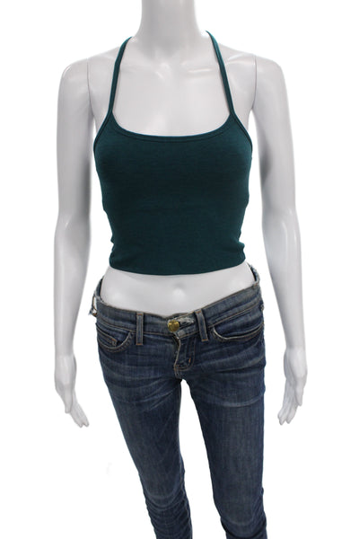 Beyond Yoga Womens Cropped Halter Tank Green Nylon Blend Sleeveless Size XS