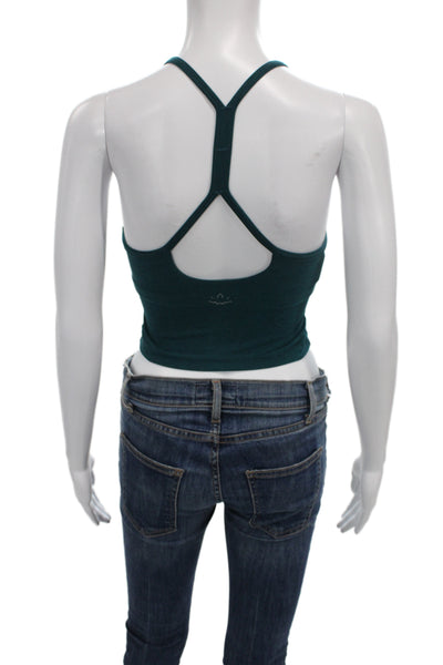 Beyond Yoga Womens Cropped Halter Tank Green Nylon Blend Sleeveless Size XS