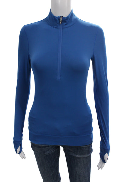 Greyson Women Blue High Neck Long Sleeve Shirt Size XS