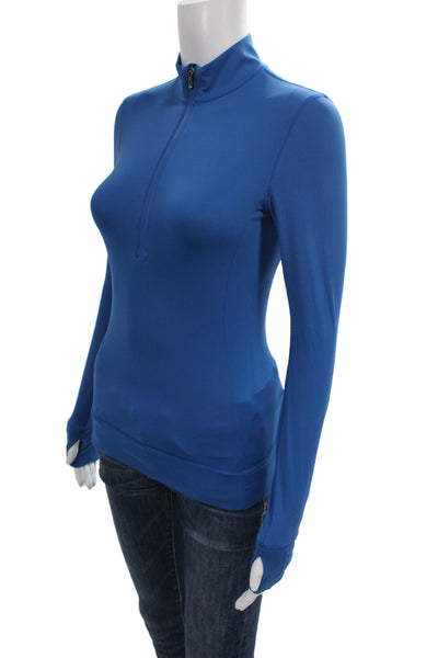 Greyson Women Blue High Neck Long Sleeve Shirt Size XS