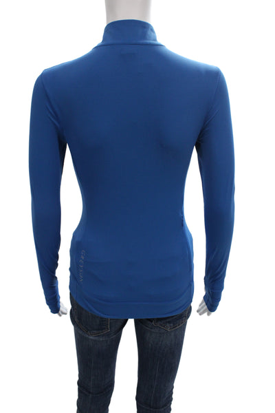 Greyson Women Blue High Neck Long Sleeve Shirt Size XS