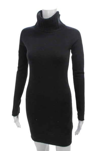 White + Warren Women Sweater Dress Black Cashmere Turtleneck Size XS