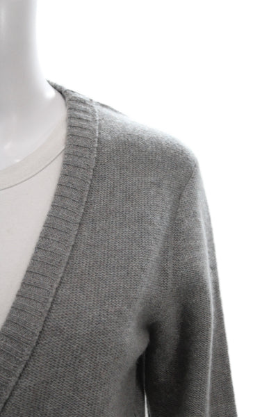 Inhabit Women Cashmere Cardigan V Neck Solid Gray Long Sleeve Size L