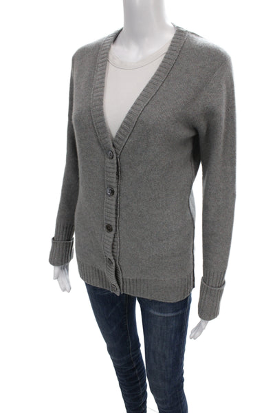 Inhabit Women Cashmere Cardigan V Neck Solid Gray Long Sleeve Size L