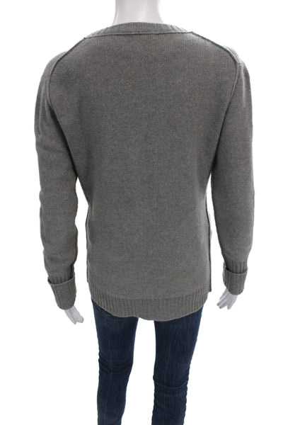 Inhabit Women Cashmere Cardigan V Neck Solid Gray Long Sleeve Size L