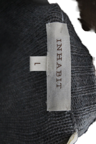 Inhabit Women Cashmere Cardigan V Neck Solid Gray Long Sleeve Size L