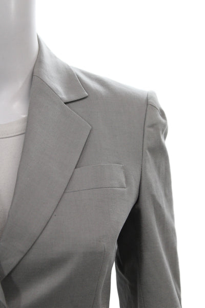 Theory Women Gray Cotton Blend Blazer Long Sleeve Business Size 0