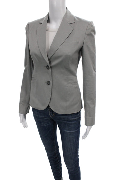 Theory Women Gray Cotton Blend Blazer Long Sleeve Business Size 0
