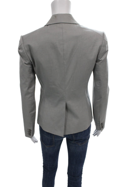 Theory Women Gray Cotton Blend Blazer Long Sleeve Business Size 0