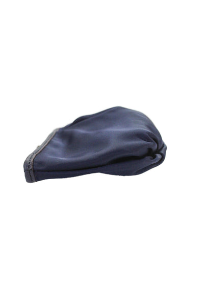 MZ Wallace Womens Zip Top Nylon Pouch Wallet Navy Blue Gold Tone