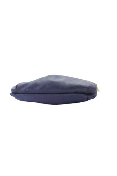 MZ Wallace Womens Zip Top Nylon Pouch Wallet Navy Blue Gold Tone