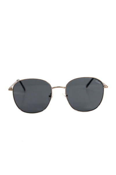 Quay Womens Silver Tone Black Metal Plastic Jezabell Rounded Sunglasses