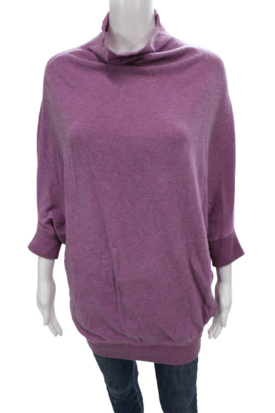 Moth Womens Pullover Sweater Purple Viscose Cowl Neck 3/4 Sleeve Fall Size S