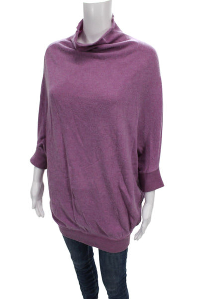Moth Womens Pullover Sweater Purple Viscose Cowl Neck 3/4 Sleeve Fall Size S