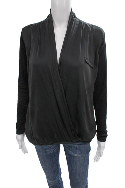 Dolan Womens Tunic T Shirt Black Rayon V Neck Long Sleeve Size S
