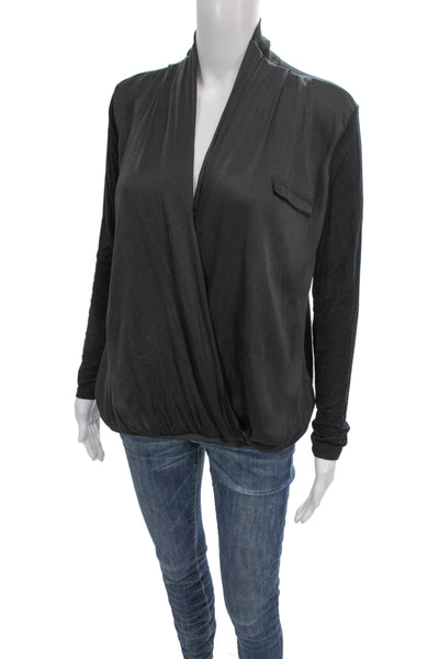 Dolan Womens Tunic T Shirt Black Rayon V Neck Long Sleeve Size S