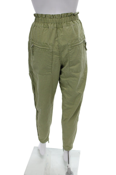 Isabel Marant Etoile Women Ankle Pants Green Cotton Button Size 34