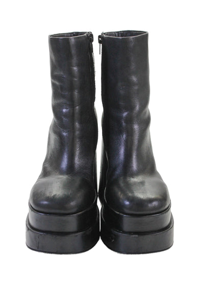 Steve Madden Womens Leather Block Platform Heels Ankle Boots Shoes Black Size 8M