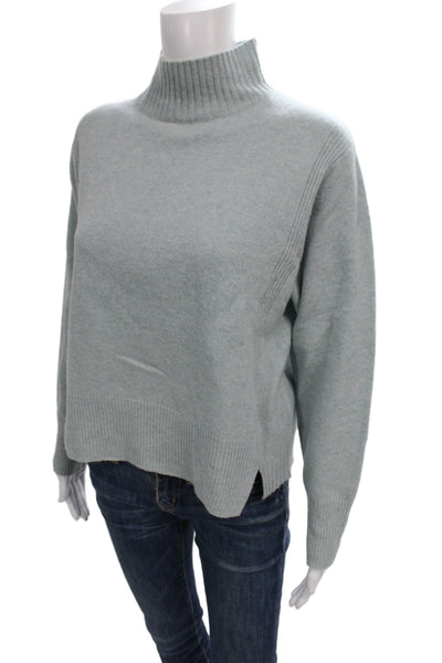 Whistles Womens Blue 100% Wool Mock Neck Pullover Sweater Long Sleeve Size S