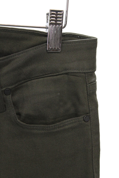 Paige Women Ankle Green Rayon Mid Rise Jeans Button Casual Size 27