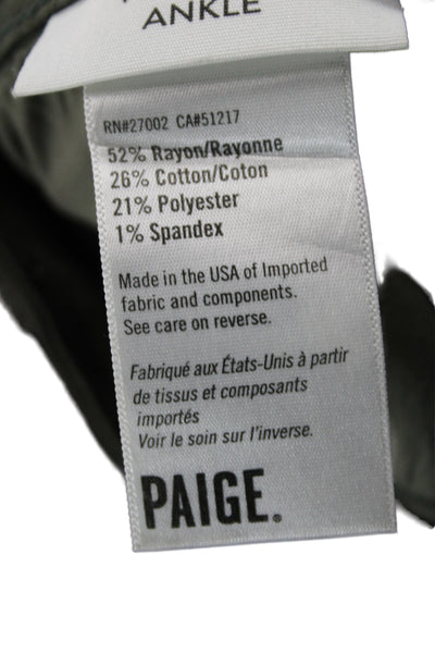 Paige Women Ankle Green Rayon Mid Rise Jeans Button Casual Size 27
