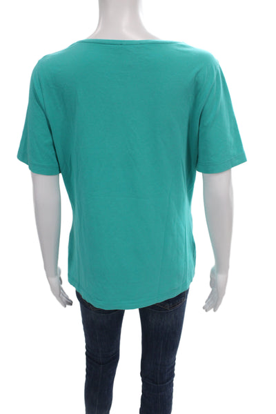 Escada Sport Women Basic Green Scoop Neck T-Shirt Short Sleeve Logo Size L