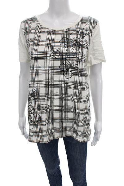 Weekend Max Mara Women Tunic White Plaid Short Sleeve Size XL