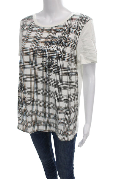 Weekend Max Mara Women Tunic White Plaid Short Sleeve Size XL
