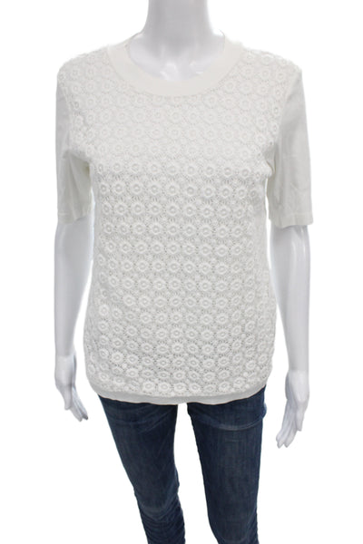 See by Chloe Womens White Cotton Crew Neck Short Sleeve T-Shirt Size M