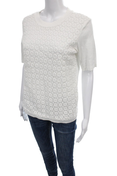 See by Chloe Womens White Cotton Crew Neck Short Sleeve T-Shirt Size M