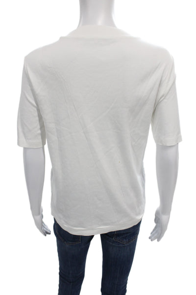 See by Chloe Womens White Cotton Crew Neck Short Sleeve T-Shirt Size M