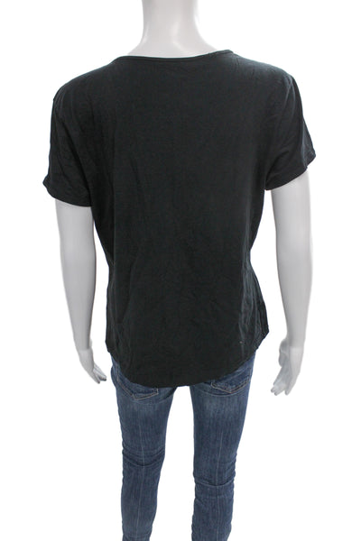 Banana Republic Women Black Collared Short Sleeve Basic T-Shirt Size XL