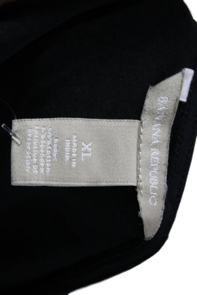Banana Republic Women Black Collared Short Sleeve Basic T-Shirt Size XL