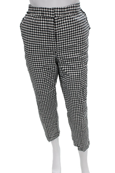 Zara Unisex Adults Cropped Gingham Check Black Pants Size 2XL