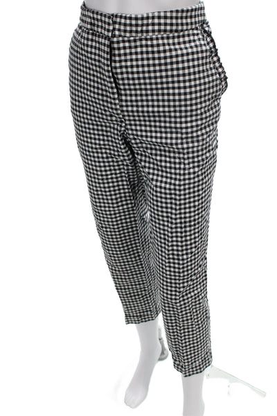 Zara Unisex Adults Cropped Gingham Check Black Pants Size 2XL